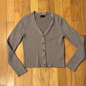 GAP | Women's Ribbed Cardigan Sweater | Metallic Light Brown | size L